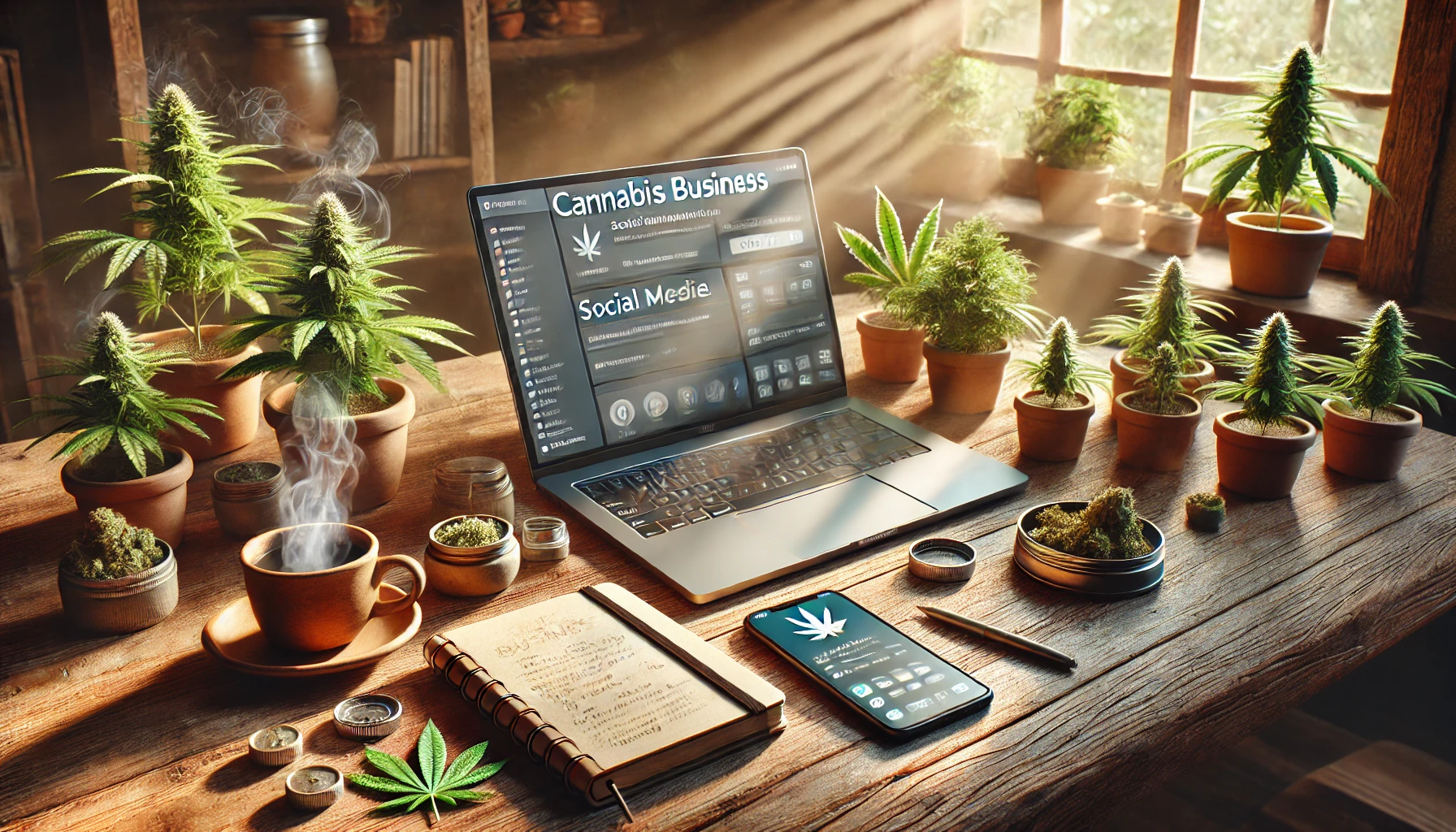 Professionals collaborating online through an active cannabis business social network platform dashboard.