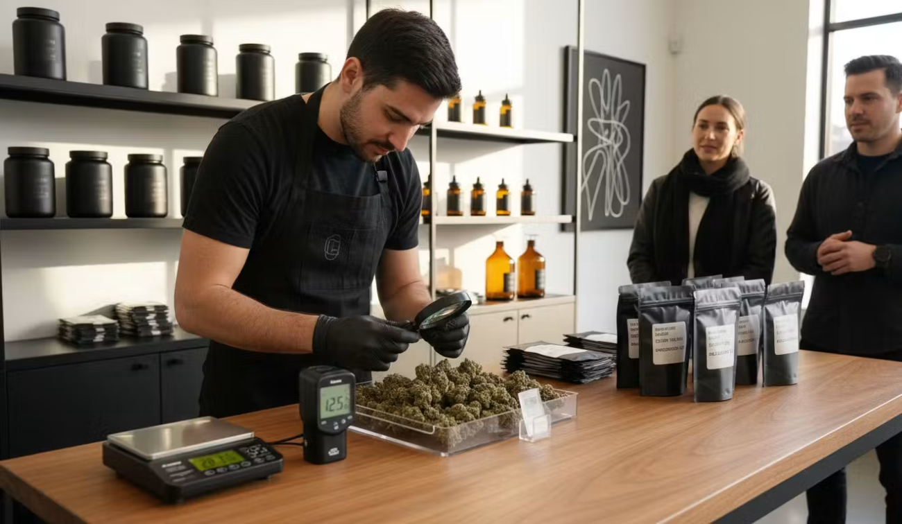 Modern consumer searching for clean selections inside a trusted local cannabis dispensary setup.