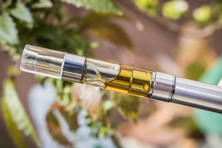 Sleek metallic thc vape pen for clean oil vaporization.