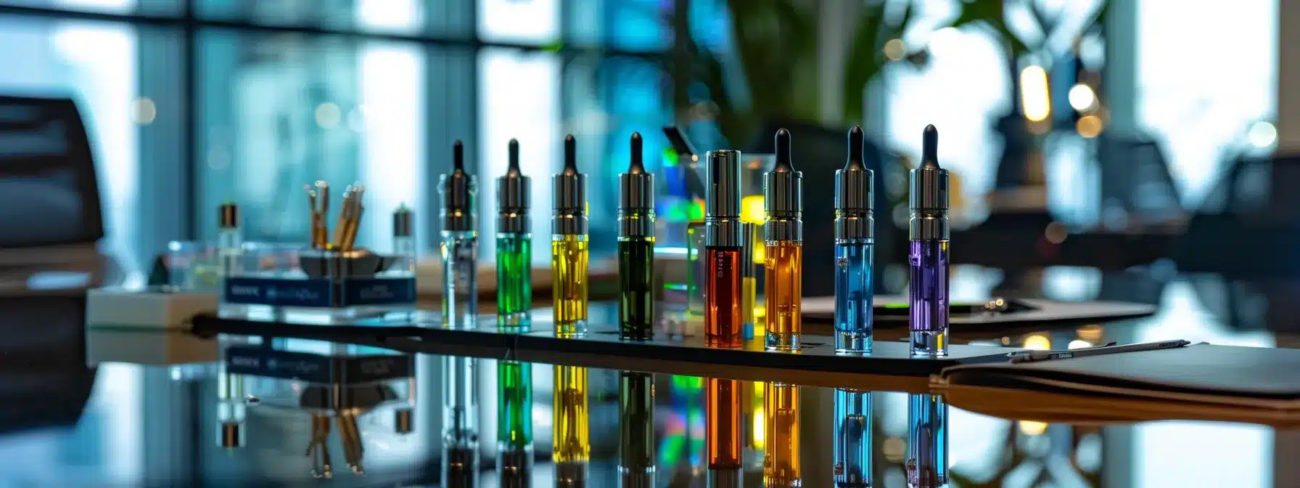 Clean collection of rechargeable vapes ready for shipping from a premier cannabis dispensary